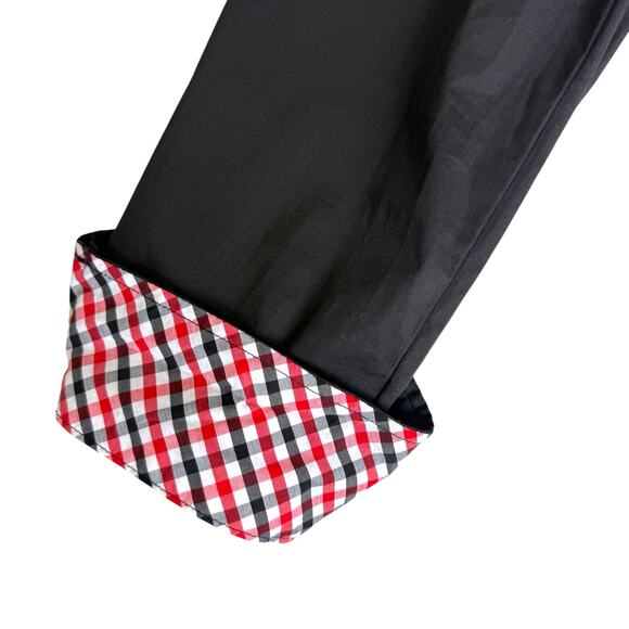 Tom's Ware Black Dress Shirt Mens Large Red White Check Contrast Trim Roll Cuff - Picture 4 of 12